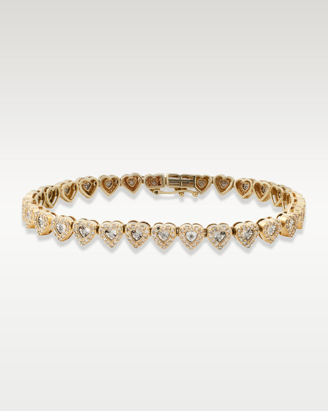 Yellow Gold Heart Shape Two Tone Diamond Bracelet | Bitton Diamonds Dallas