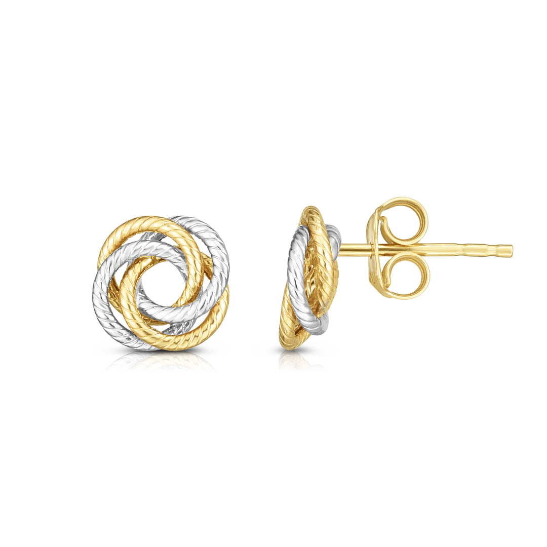 14K Gold Multi-Row Open Center Love Knot Stud Earring