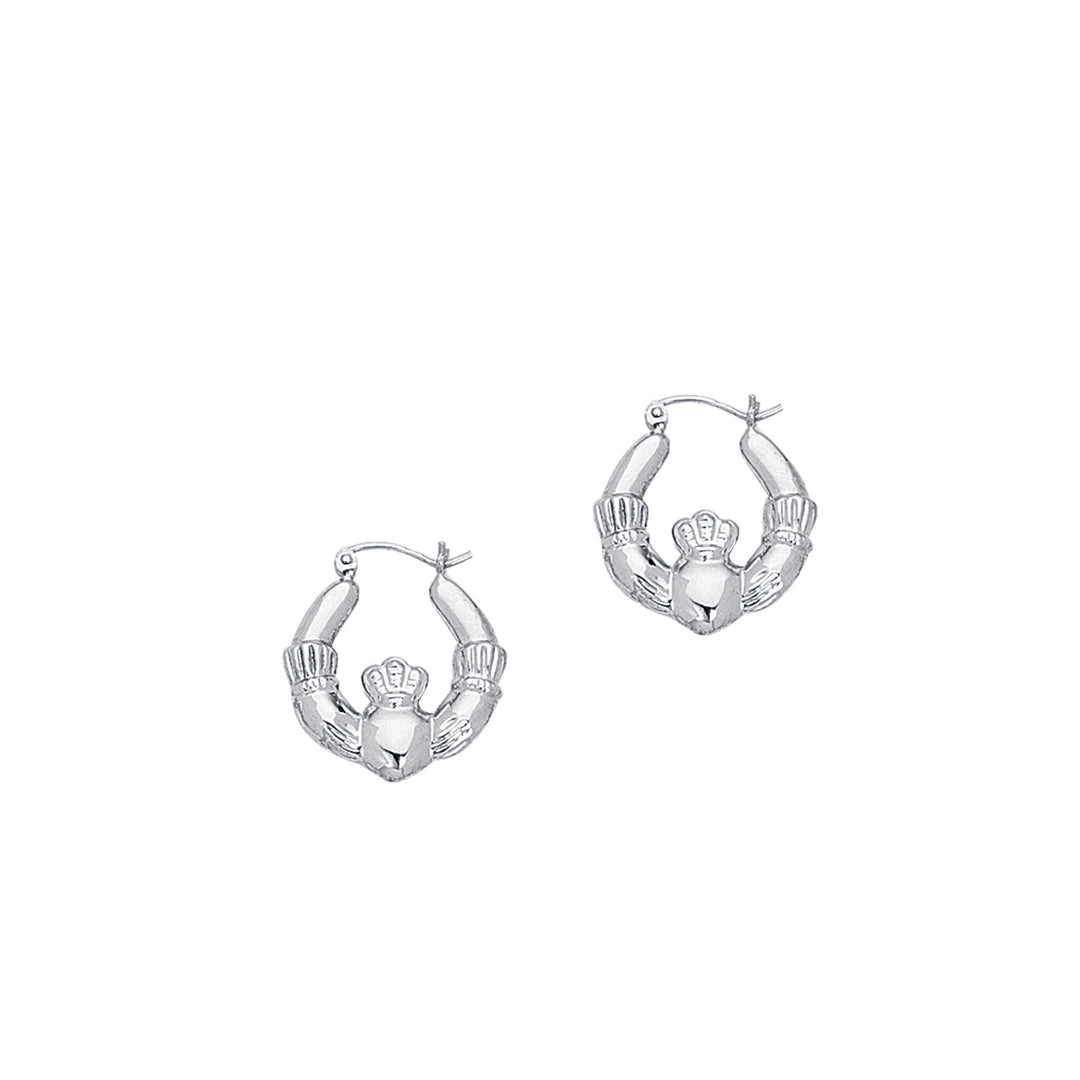 14K Gold Polished Claddagh Back to Back Hoop Earring