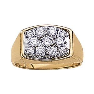 14K White Gold Multi-Diamond Mens Ring