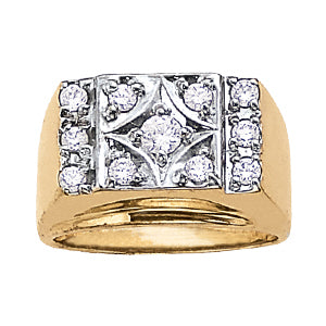 14K White Gold Multi-Diamond Mens Fashion Ring