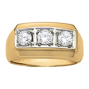 18K White Gold 1 CT Round Diamond 3-Stone Ring