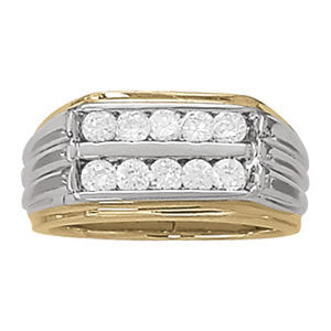 18K White Gold 1 ct Diamond Mens Channel Ring