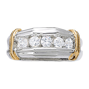 14K White Gold Mens Diamond Channel Ring