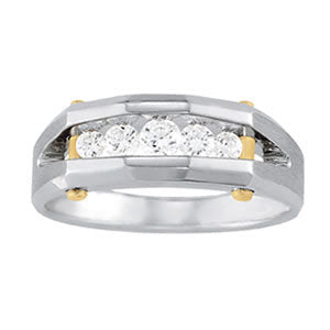 White Gold 1.38 CT Diamond Mens Channel Ring