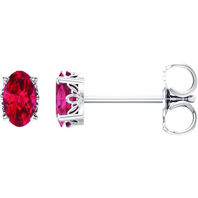 Oval 4-Prong Scroll Setting® Stud Earrings