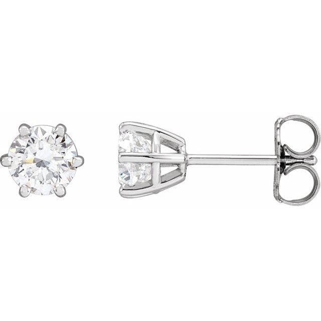 Round 6-Prong Stud Earrings