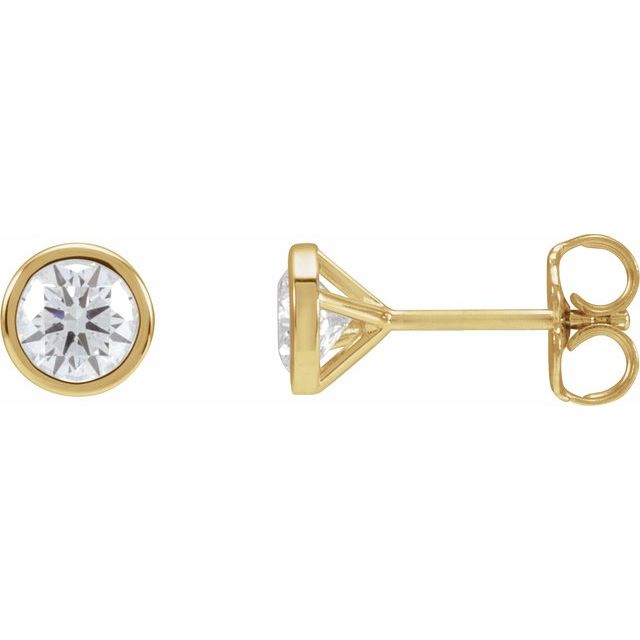 Round Bezel-Set Stud Earrings