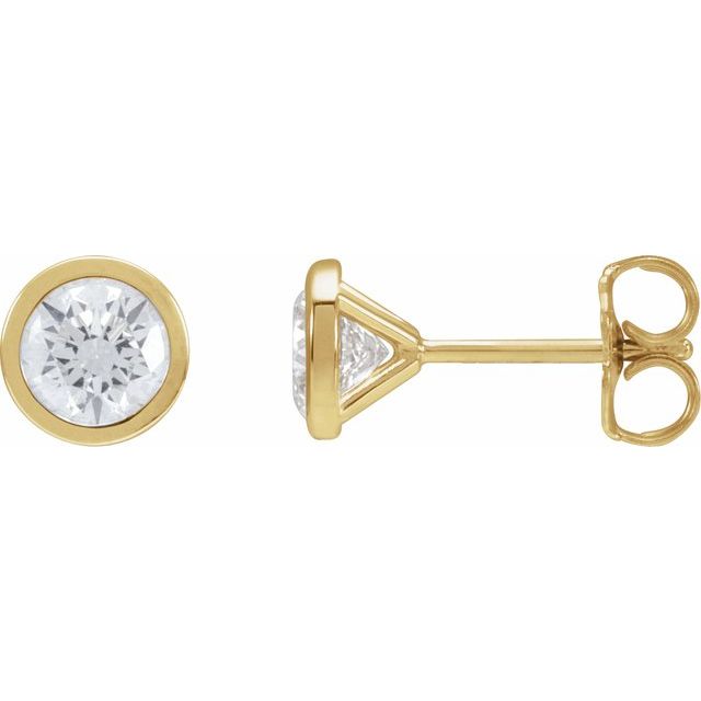 Round Bezel-Set Stud Earrings
