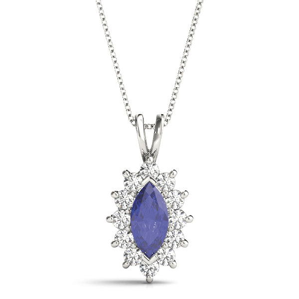 Diamond Halo 14K White Gold Pendant