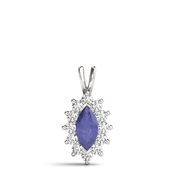 Diamond Halo 14K White Gold Pendant