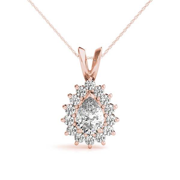 14K Rose Gold Diamond Halo Pendant - 0.54 ctw