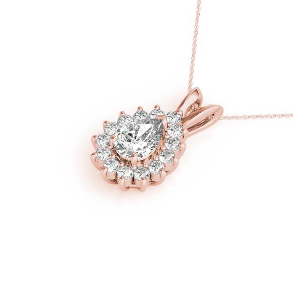14K Rose Gold Diamond Halo Pendant - 0.54 ctw