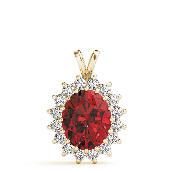 14K Yellow Gold Multi-Diamond Oval Pendant