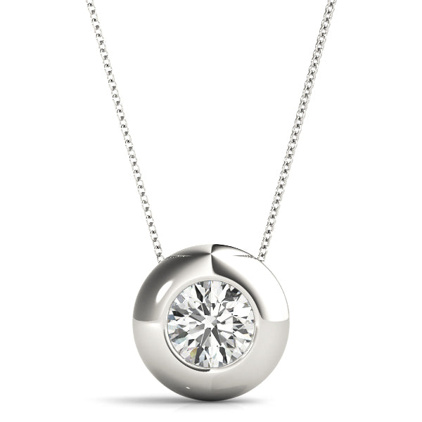 Platinum 1 CT Round Diamond Solitaire Pendant