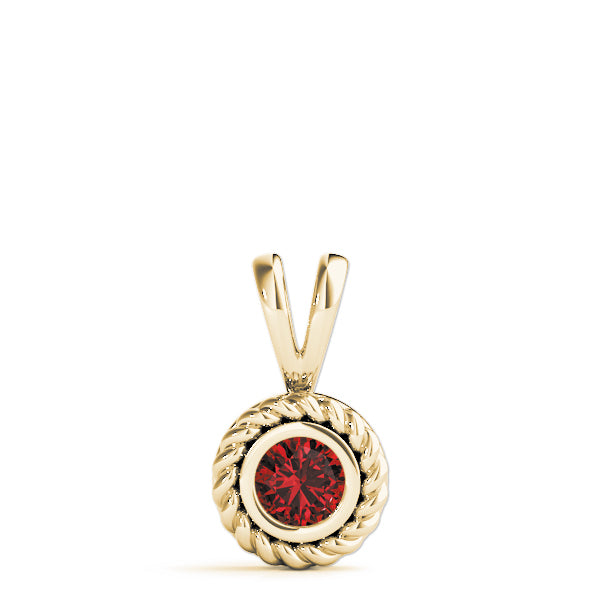14K Yellow Gold Round Diamond Pendant