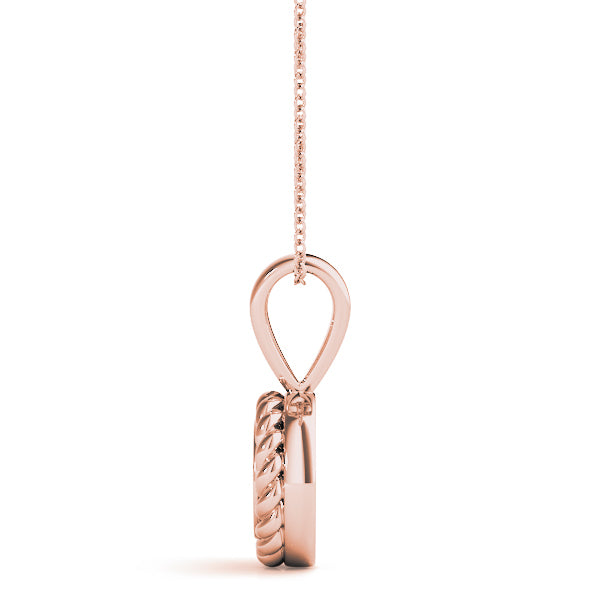 14K Rose Gold Round Diamond Pendant