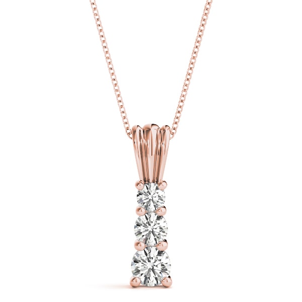14K Rose Gold 1 ct tw Three Stone Diamond Pendant