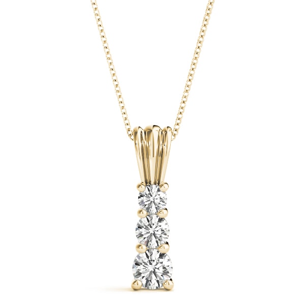14K Yellow Gold 1 ct tw Three Stone Diamond Pendant