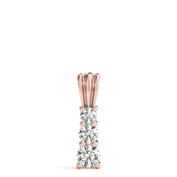 18K Rose Gold 1 ct tw Three Stone Diamond Pendant