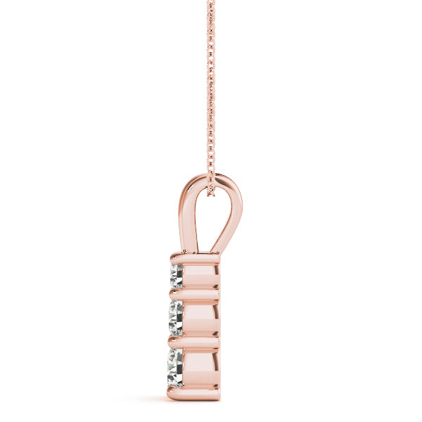 Rose Gold 0.75 CT Round Diamond Three-Stone Pendant