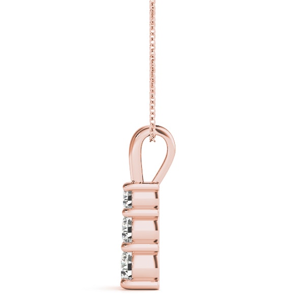 18K Rose Gold 1 ct tw Three Stone Diamond Pendant
