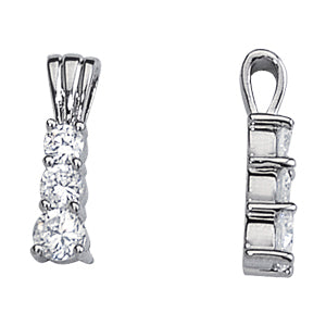 14K White Gold 1 CT Diamond Three-Stone Pendant