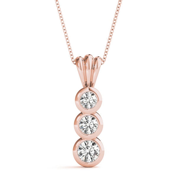 14K Rose Gold 1/2 ct tw Three Stone Diamond Pendant