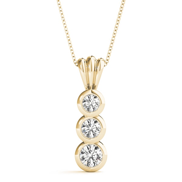 18K Yellow Gold 1/2 ct tw Three Stone Diamond Pendant