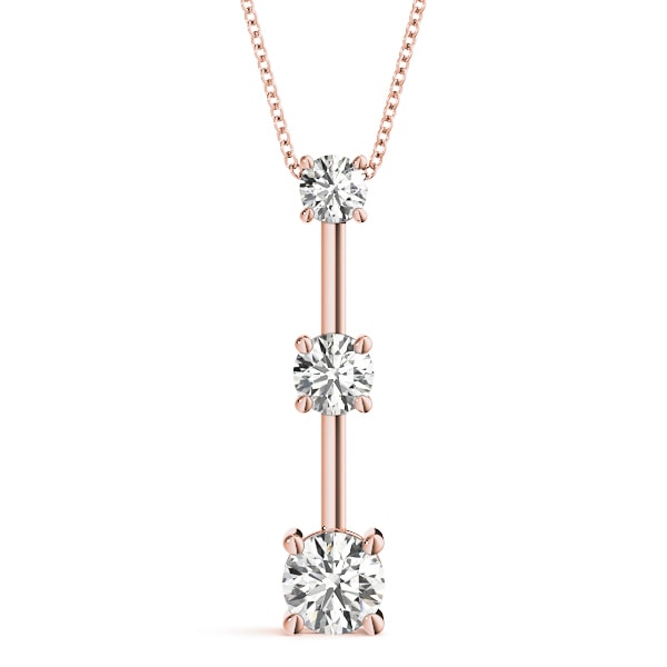 18K Rose Gold 1 ct tw Three Stone Diamond Pendant