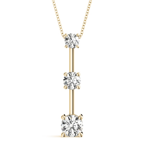14K Yellow Gold 1 ct tw Three Stone Diamond Pendant