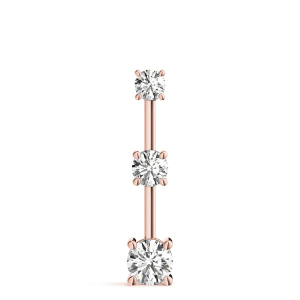 14K Rose Gold 1 ct tw Three Stone Diamond Pendant