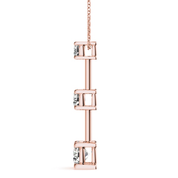 14K Rose Gold 1 ct tw Three Stone Diamond Pendant