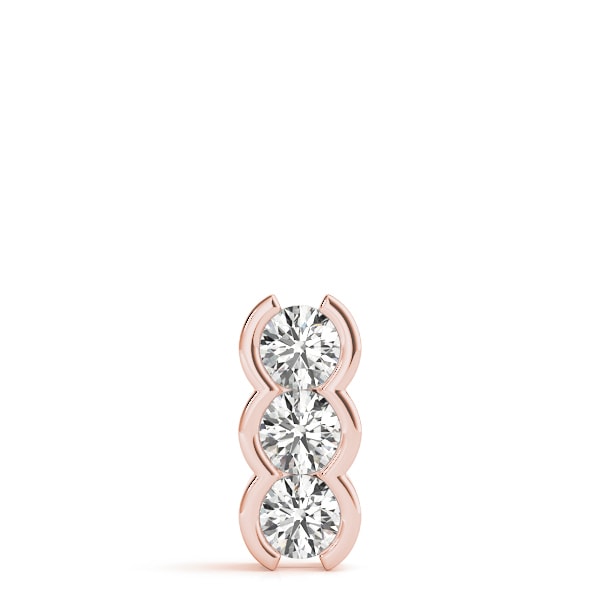14K Rose Gold 1 ct tw Three Stone Diamond Pendant