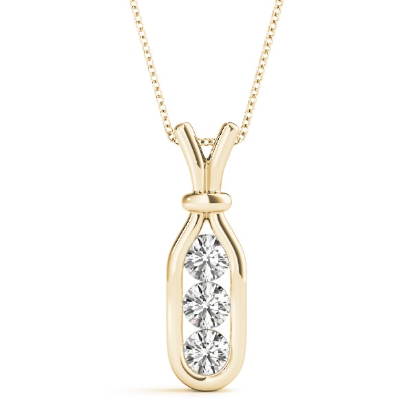 18K Yellow Gold 1/2 ct tw Three Stone Diamond Pendant