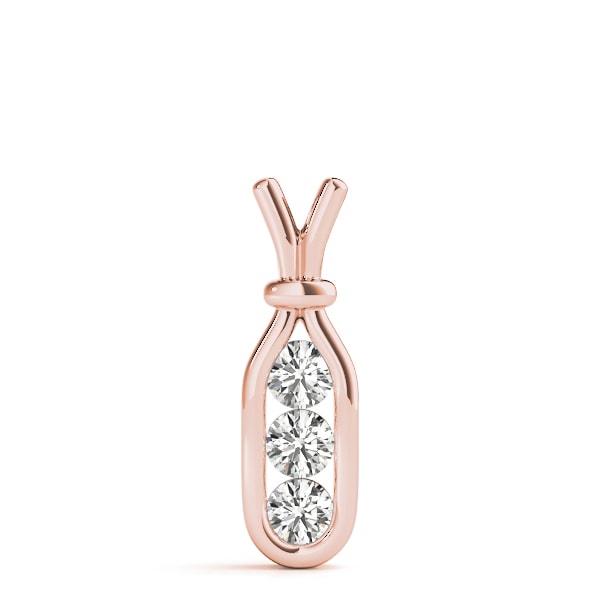 18K Rose Gold 1/2 ct tw Three Stone Diamond Pendant