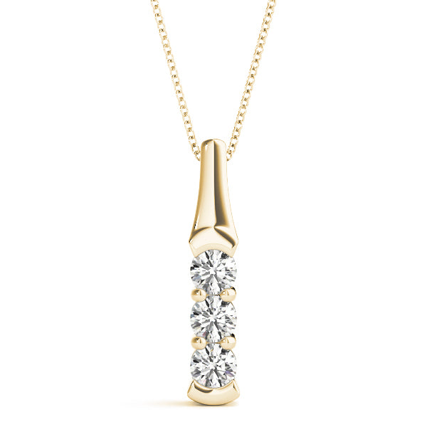 18K Yellow Gold 3-Stone Diamond Pendant