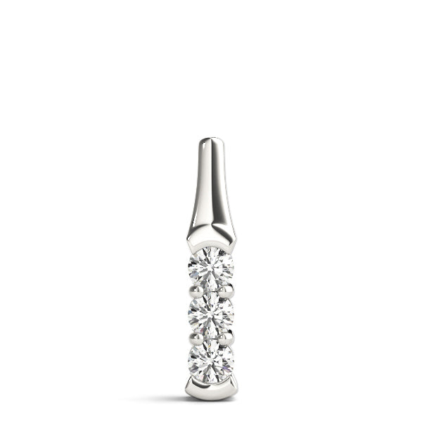 18K White Gold 1 CT Three Stone Diamond Pendant