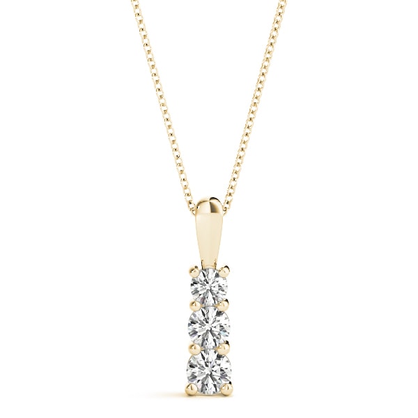 14K Yellow Gold 1/3 ct tw Three Stone Diamond Pendant