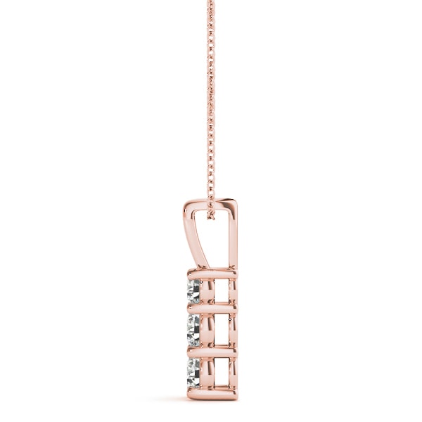 18K Rose Gold 1/3 ct tw Three Stone Diamond Pendant