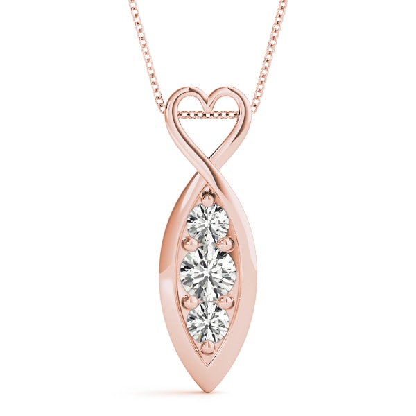 18K Rose Gold 1/2 ct tw Three Stone Diamond Pendant