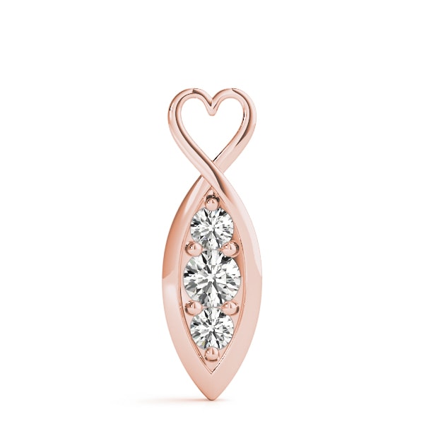 14K Rose Gold 1/2 ct tw Three Stone Diamond Pendant