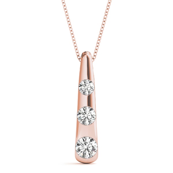 14K Rose Gold 1/2 ct tw Three Stone Diamond Pendant