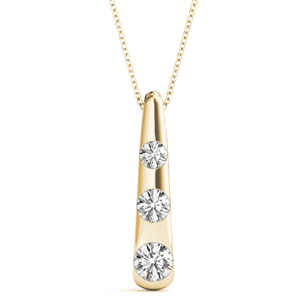 14K Yellow Gold 1/2 ct tw Three Stone Diamond Pendant
