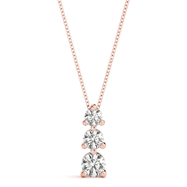 14K Rose Gold 1 CT Diamond Three-Stone Pendant