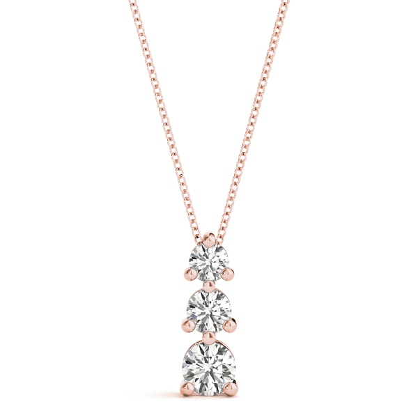 18K Rose Gold 1 ct tw Three Stone Diamond Pendant