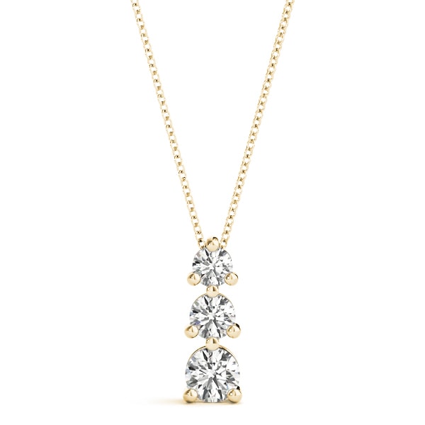 18K Yellow Gold 1 ct tw Three Stone Diamond Pendant