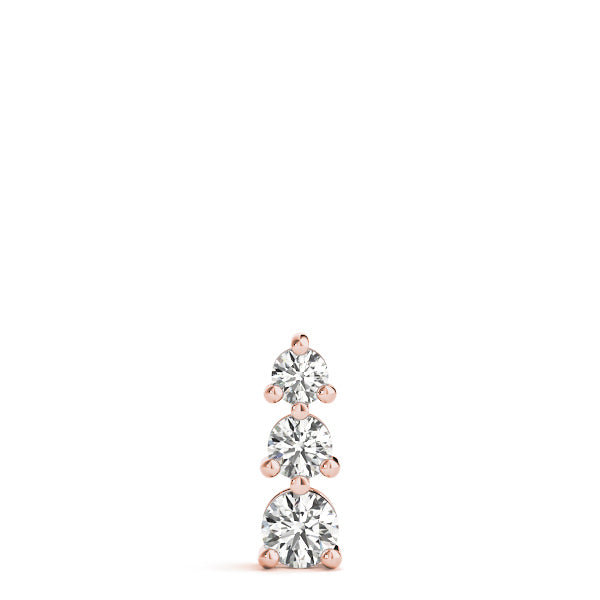 Rose Gold 1 CT Diamond Three-Stone Pendant Necklace