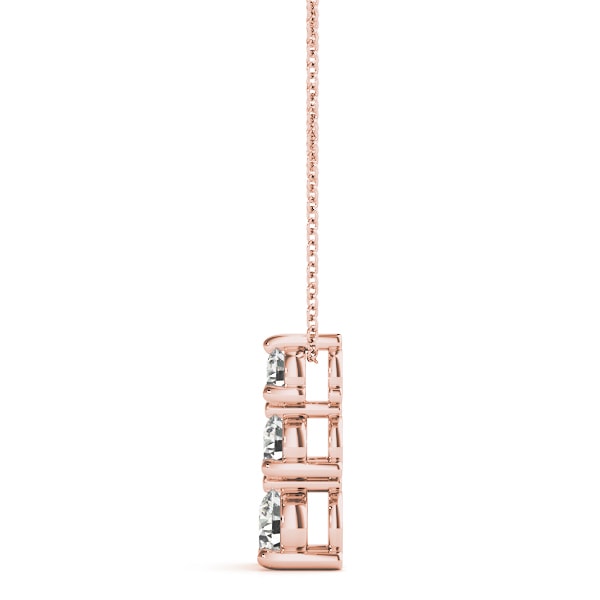 18K Rose Gold 1 ct tw Three Stone Diamond Pendant