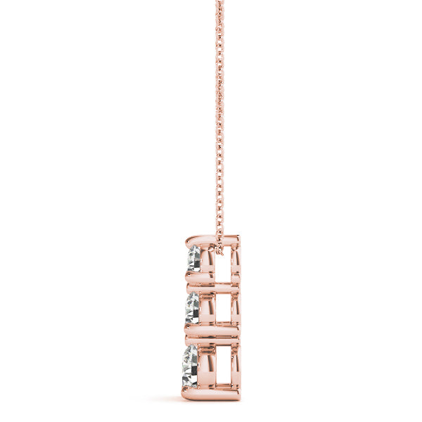 Rose Gold 1 CT Diamond Three-Stone Pendant Necklace